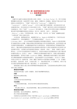 高中地理 第二章 旅游资源的综合评价 2.1 旅游景观的欣赏素材 中图版选修3-中图版高二选修3地理素材