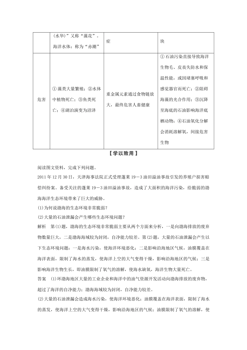 高中地理 第四章 环境污染及其防治 第一节 水污染及其防治学案 湘教版选修6-湘教版高二选修6地理学案_第2页