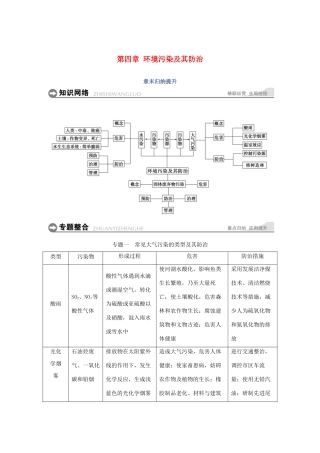 高中地理 第四章 环境污染及其防治章末归纳提升学案 湘教版选修6-湘教版高二选修6地理学案