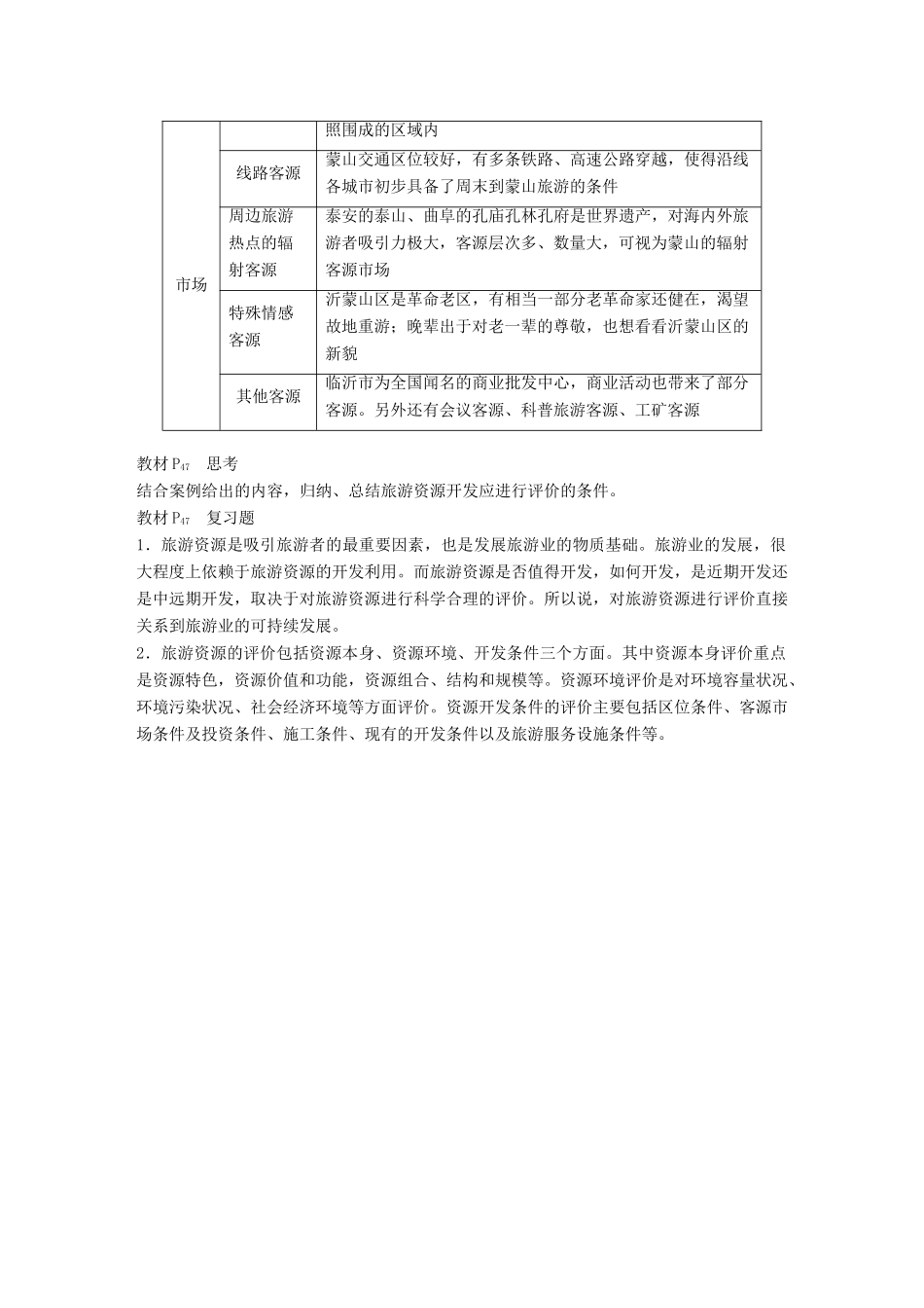 高中地理 第二章 旅游资源的综合评价章末整合同步备课学案 中图版选修3-中图版高二选修3地理学案_第3页