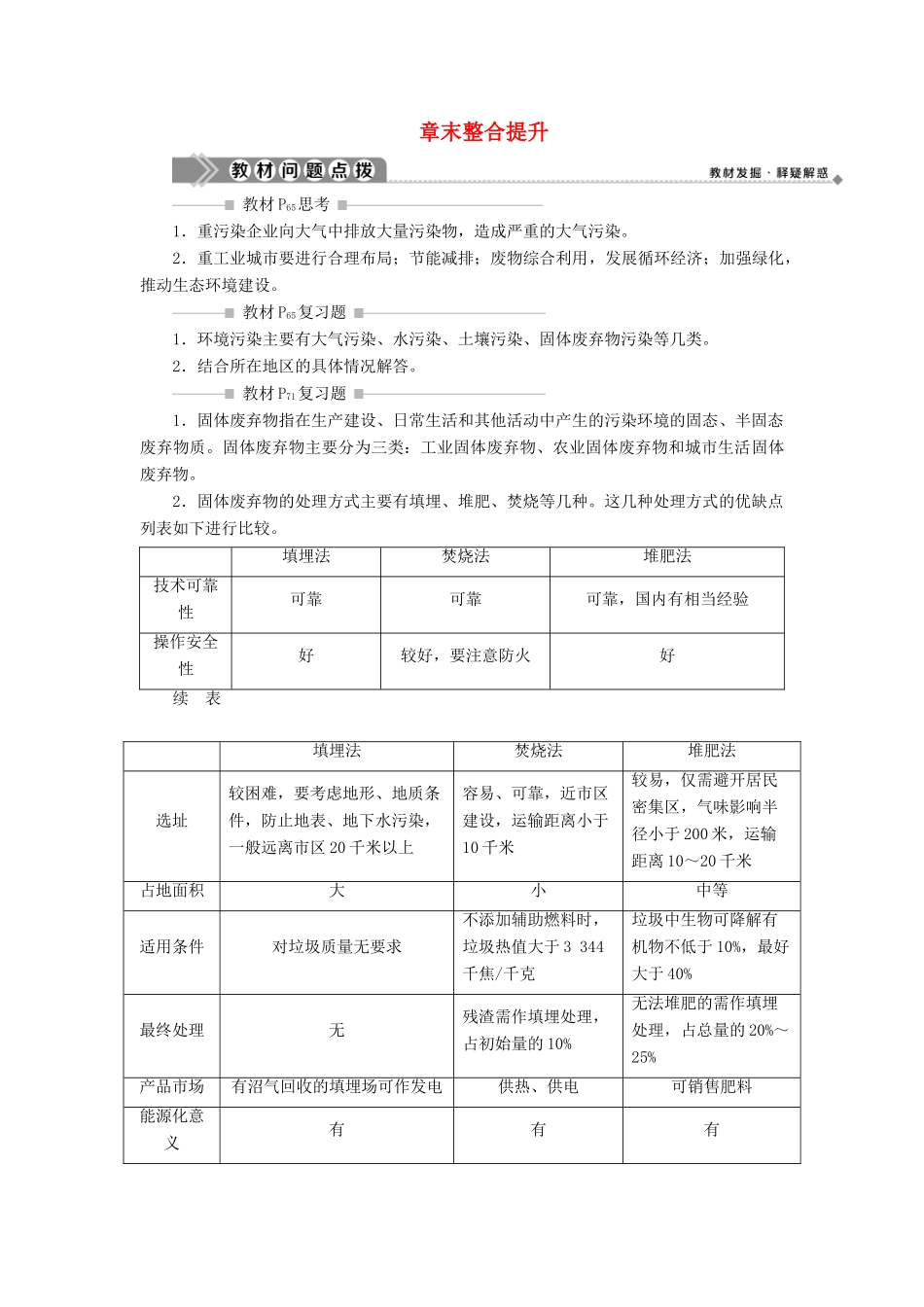 高中地理 第四章 环境污染与防治章末整合提升学案 中图版选修6-中图版高二选修6地理学案_第1页