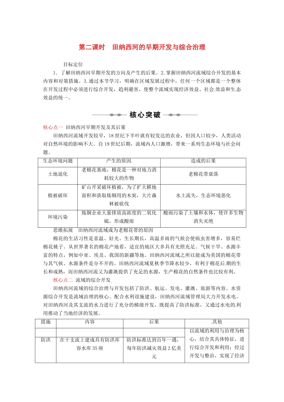 高中地理 第三章 第二节 河流综合开发-以美国田纳西河流域为例（第二课时）教学案 新人教版必修3-新人教版高二必修3地理教学案_第1页