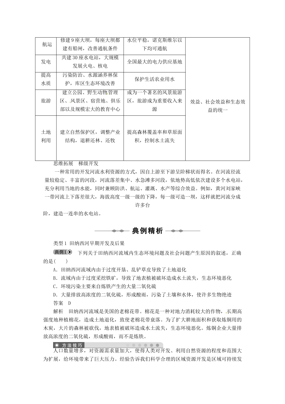 高中地理 第三章 第二节 河流综合开发-以美国田纳西河流域为例（第二课时）教学案 新人教版必修3-新人教版高二必修3地理教学案_第2页