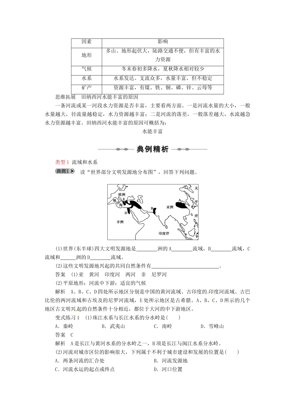 高中地理 第三章 第二节 河流综合开发-以美国田纳西河流域为例（第一课时）教学案 新人教版必修3-新人教版高二必修3地理教学案_第2页