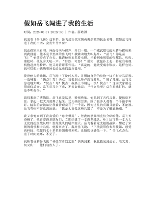 假如岳飞闯进了我的生活