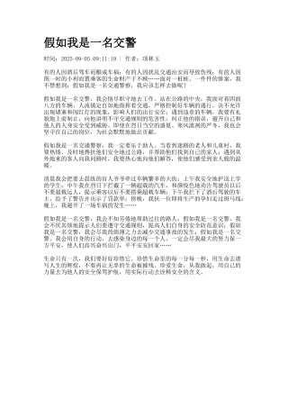 假如我是一名交警