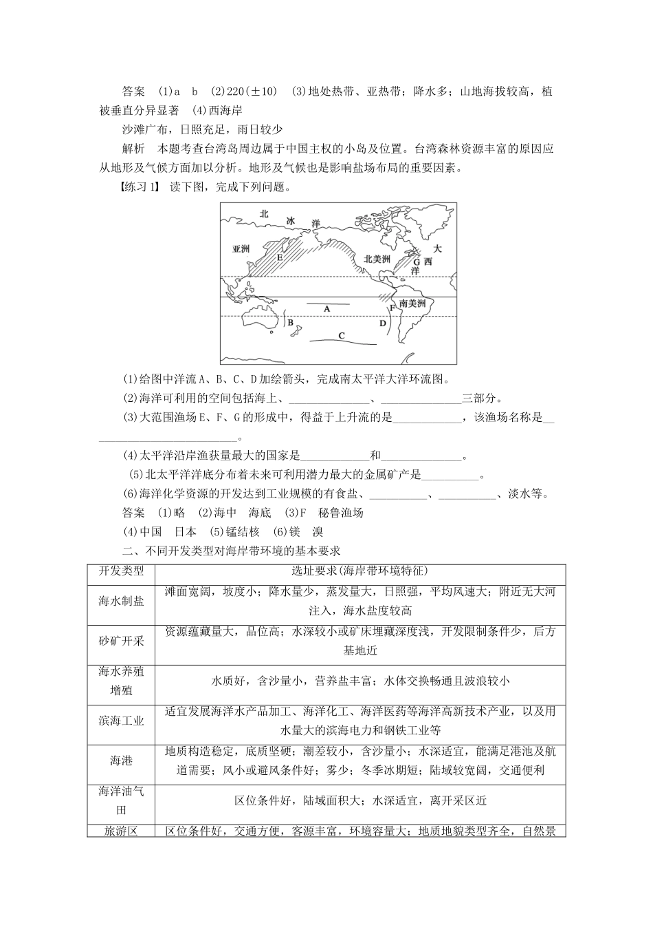 高中地理 第五章 海洋开发学案 新人教版选修2-新人教版高二选修2地理学案_第2页