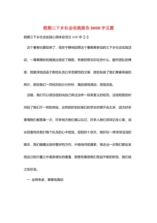 假期三下乡社会实践报告3000字五篇