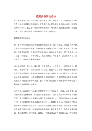假期实践活动总结