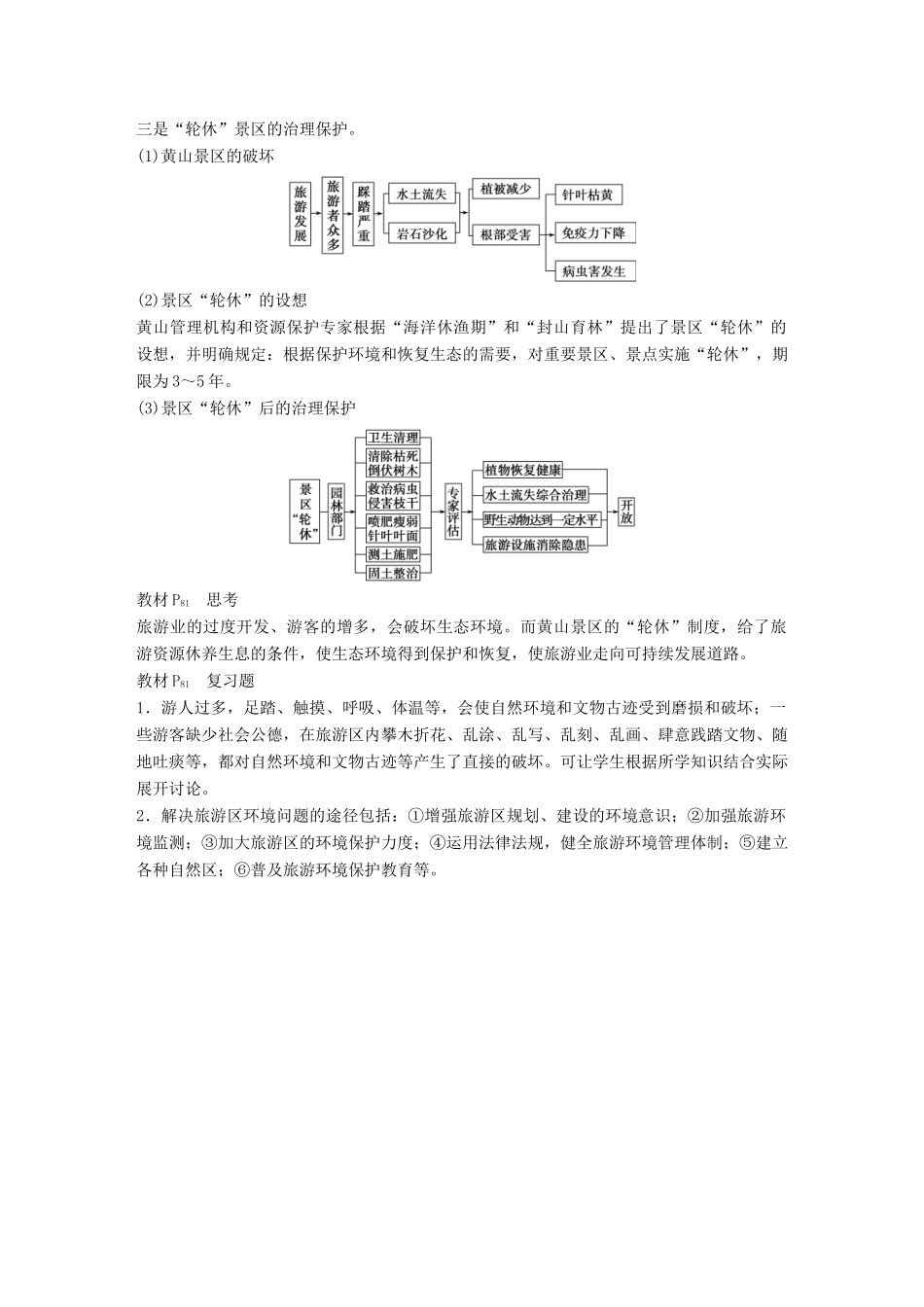 高中地理 第四章 旅游与区域发展章末整合同步备课学案 中图版选修3-中图版高二选修3地理学案_第3页