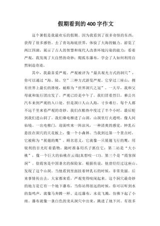 假期看到的400字作文