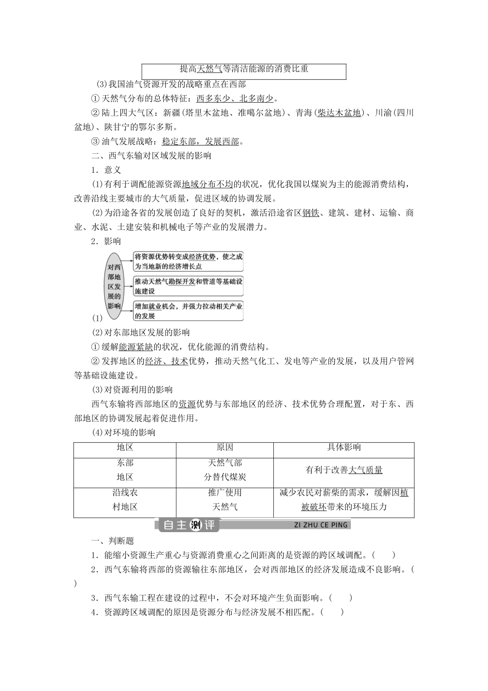 高中地理 第四章 区际联系与区域协调发展 第一节 资源的跨区域调配——以我国西气东输为例学案 新人教版必修3-新人教版高二必修3地理学案_第2页