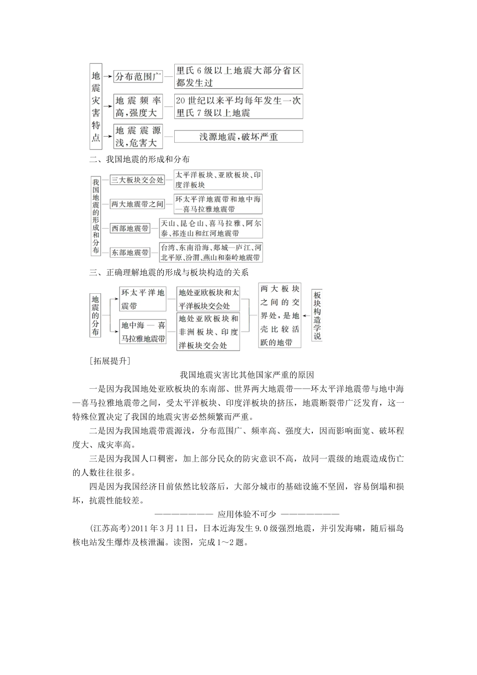 高中地理 第二章 我国主要的自然灾害 第三节 我国的地震、泥石流与滑坡学案（含解析）湘教版选修5-湘教版高二选修5地理学案_第2页