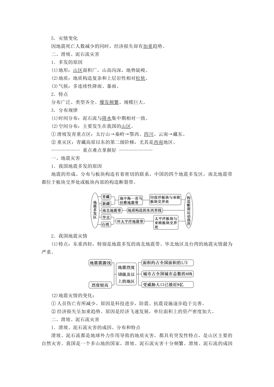 高中地理 第二章 中国的自然灾害 第二节 中国的地质灾害教学案 新人教版选修5-新人教版高二选修5地理教学案_第2页