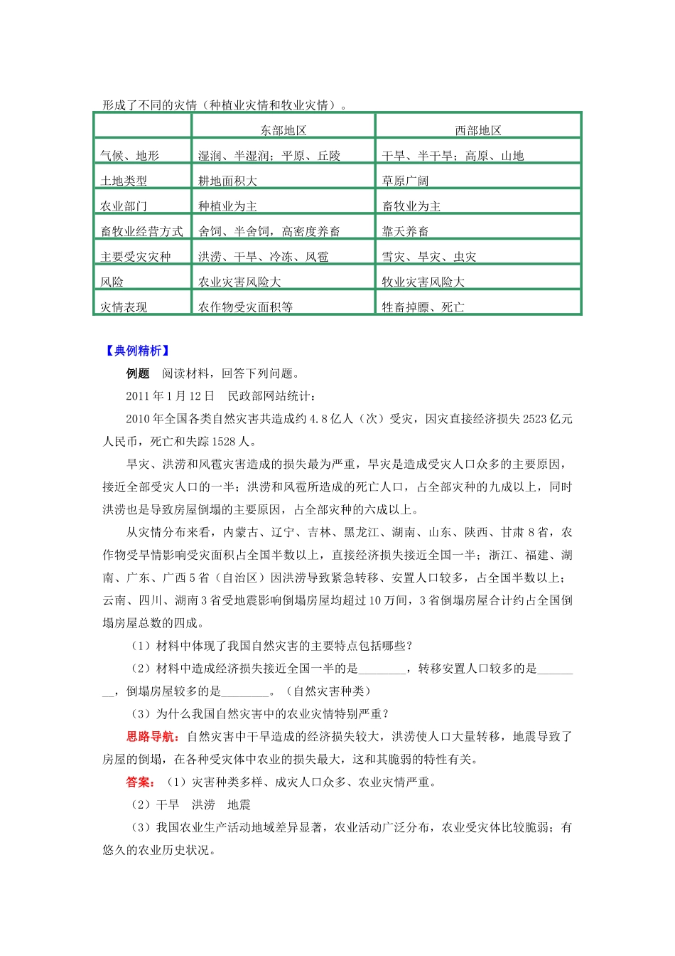高中地理 第二章 我国主要的自然灾害 第一节 我国自然灾害的特点与分布 成灾人口与农业灾情严重学案 湘教版选修5-湘教版高二选修5地理学案_第3页