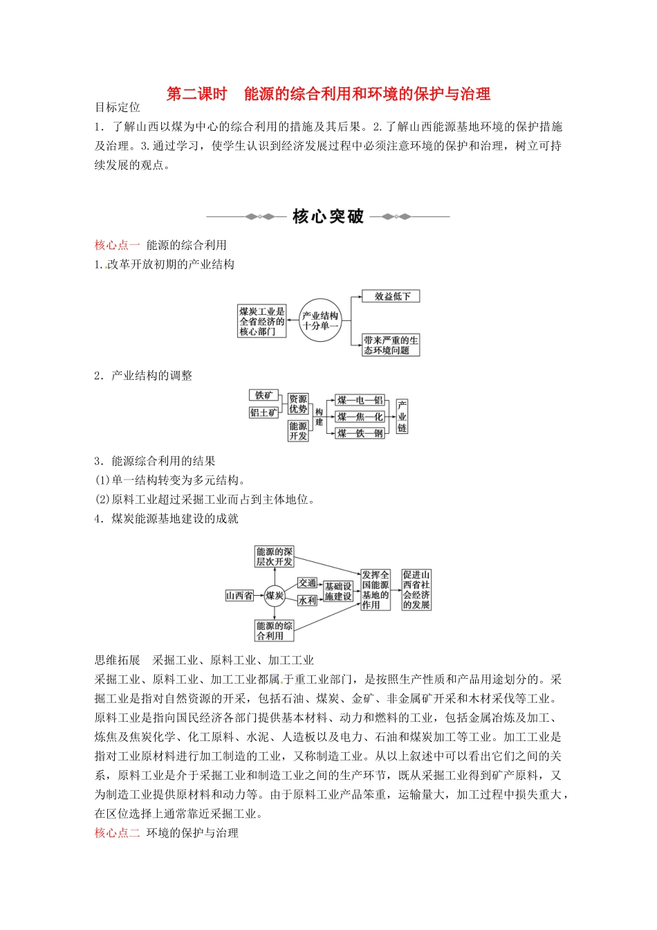 高中地理 第三章 第一节 能源资源开发-以我国山西省为例（第二课时）教学案 新人教版必修3-新人教版高二必修3地理教学案_第1页