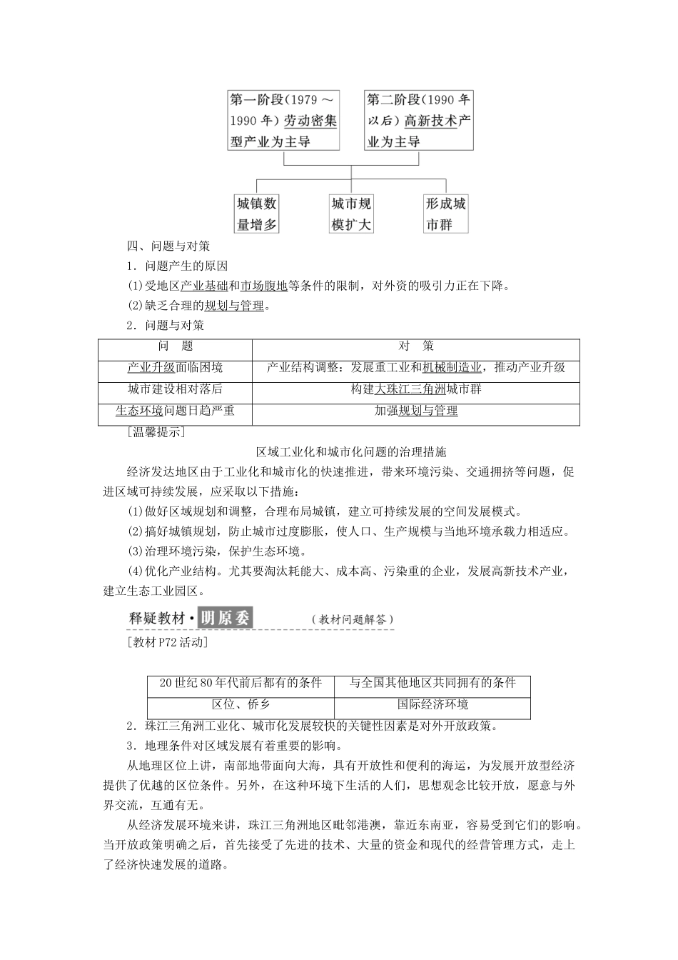 高中地理 第四章 区域经济发展 第二节 区域工业化与城市化——以我国珠江三角洲地区为例教学案 新人教版必修3-新人教版高一必修3地理教学案_第2页