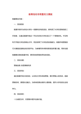 做策划还有销量范文模板