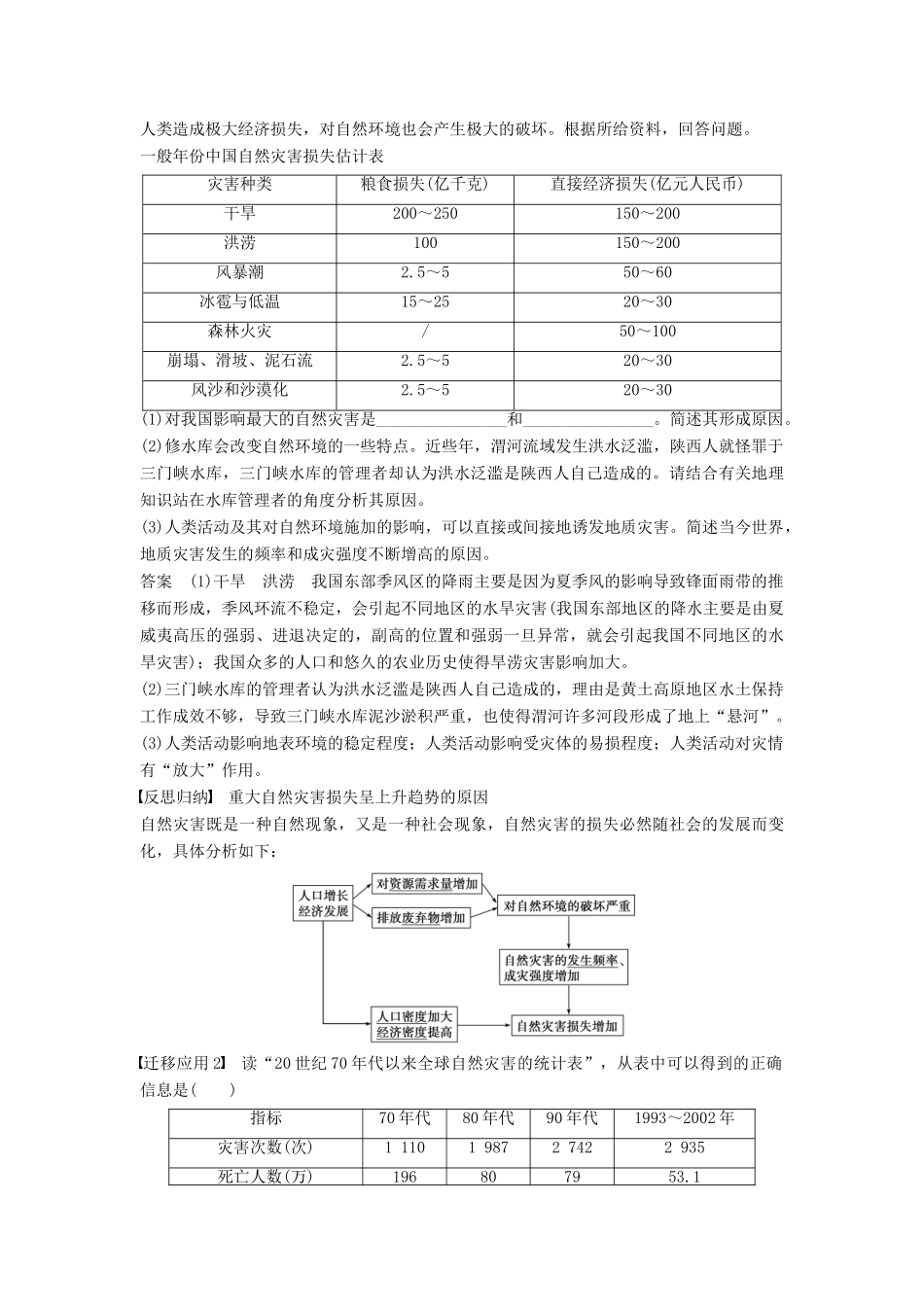 高中地理 第三章 第一节 自然灾害损失的地域差异学案 湘教版选修5-湘教版高二选修5地理学案_第3页