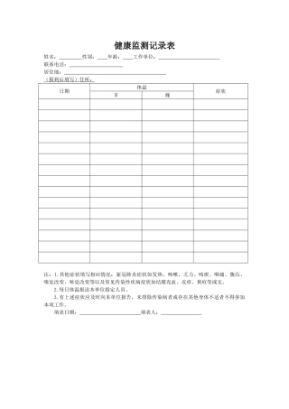 健康监测记录表模板（标准版）