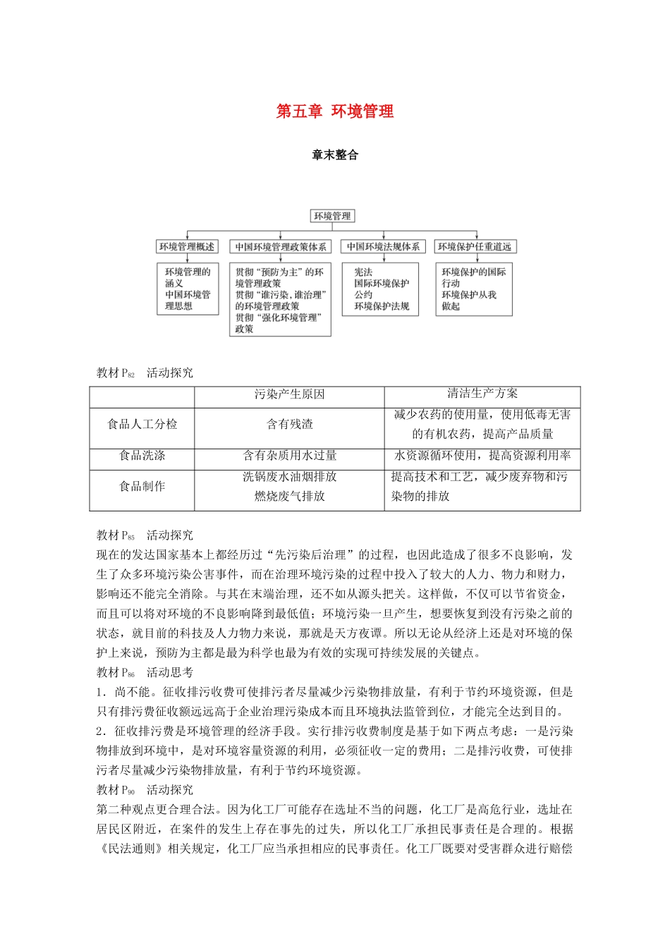 高中地理 第五章 环境管理章末整合同步备课教学案 湘教版选修6-湘教版高二选修6地理教学案_第1页