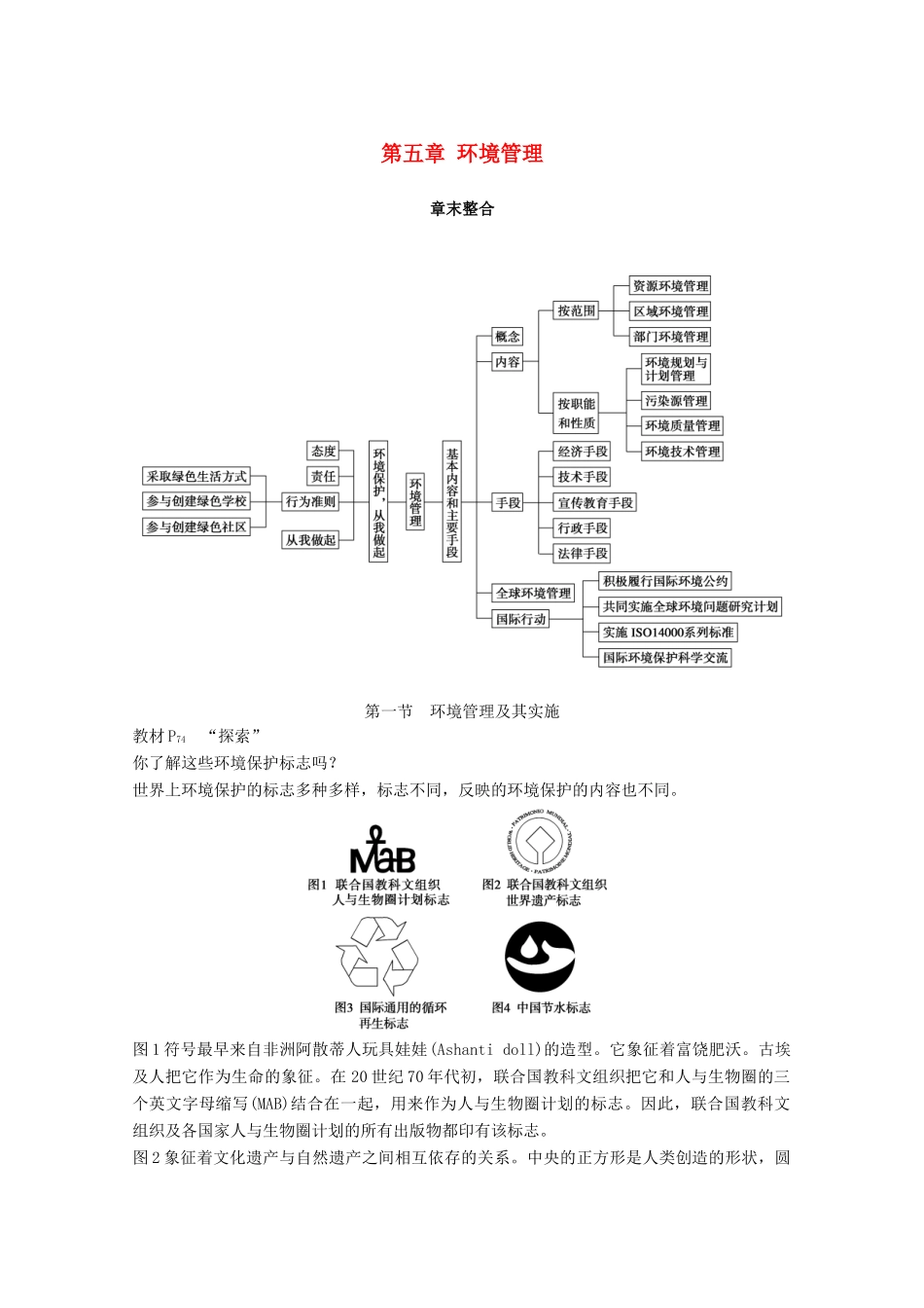 高中地理 第五章 环境管理章末整合同步备课教学案 中图版选修6-中图版高二选修6地理教学案_第1页