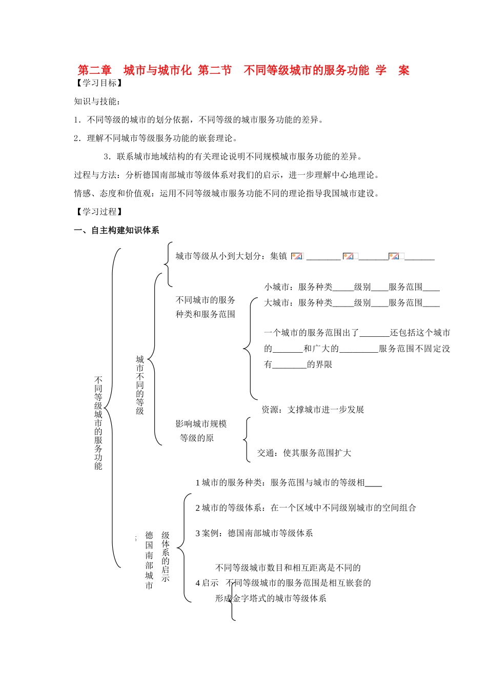 高中地理《不同等级城市的服务功能》学案6 新人教版必修2_第1页