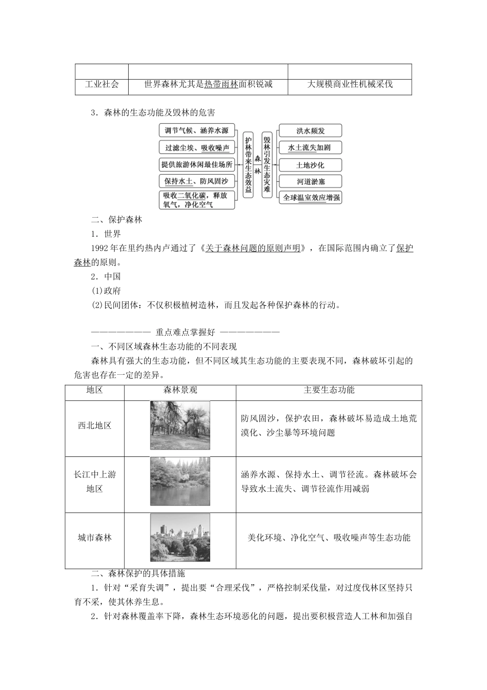 高中地理 第四章 生态环境保护 第一节 森林及其保护教学案 新人教版选修6-新人教版高二选修6地理教学案_第2页