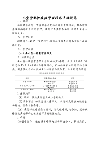 儿童营养性疾病管理技术规范标准