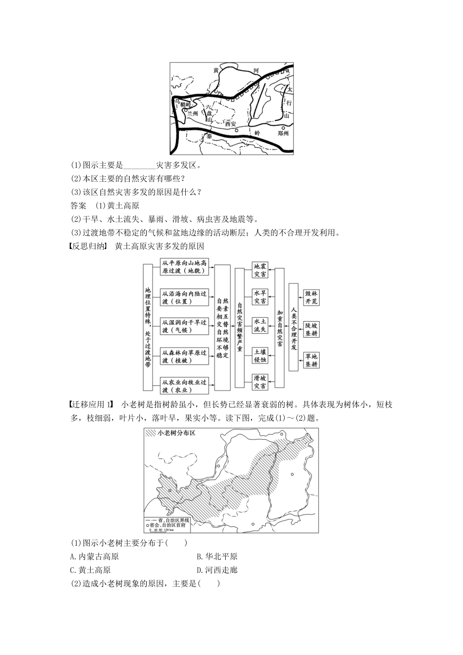 高中地理 第三章 自然灾害与环境 第二节 我国自然灾害多发区的环境特点 课时2 黄土高原灾害多发区 川滇地震滑坡泥石流多发区学案 湘教版选修5-湘教版高二选修5地理学案_第2页