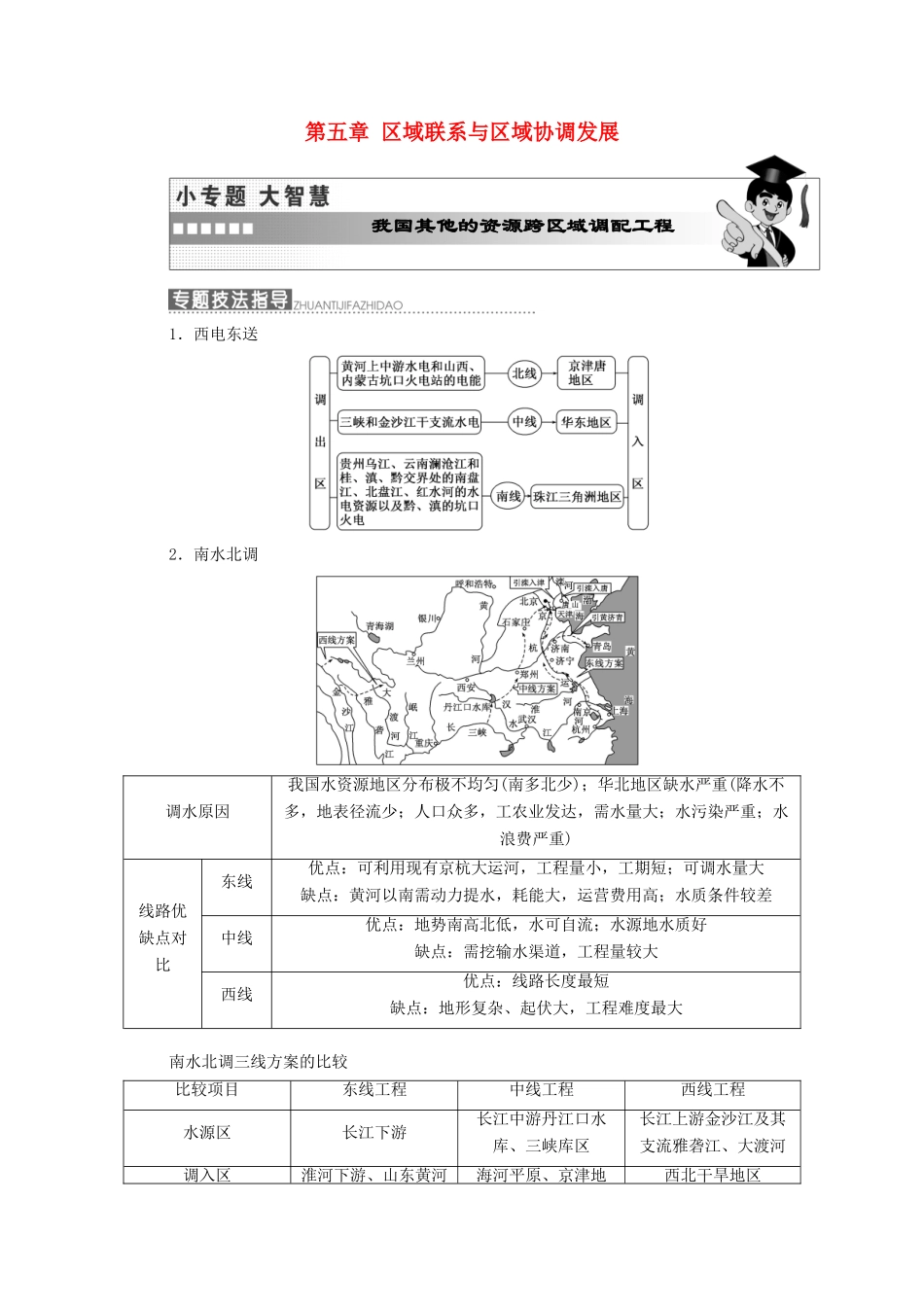 高中地理 第五章 区域联系与区域协调发展小专题大智慧教学案 新人教版必修3-新人教版高一必修3地理教学案_第1页