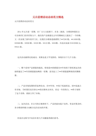 元旦促销活动总结范文精选
