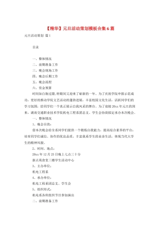 元旦活动策划模板合集6篇