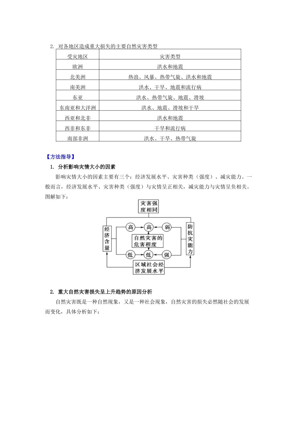 高中地理 第三章 自然灾害与环境自然灾害与环境 自然灾害损失的地域差异学案 湘教版选修5-湘教版高二选修5地理学案_第2页