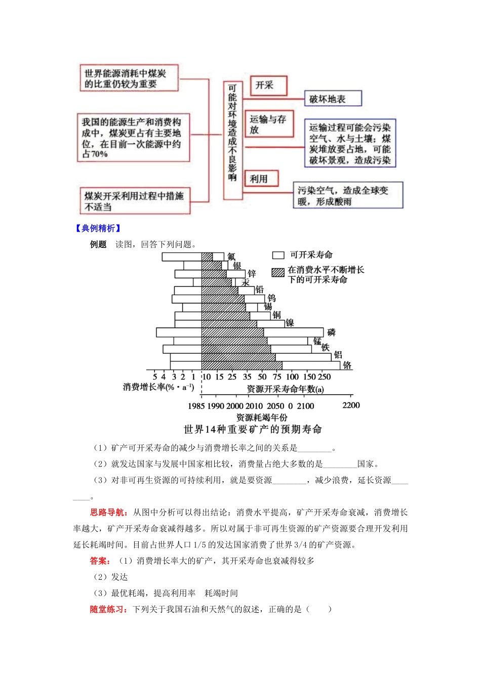 高中地理 第二章 自然资源保护 化石燃料的合理利用和开发学案 湘教版选修6-湘教版高二选修6地理学案_第2页