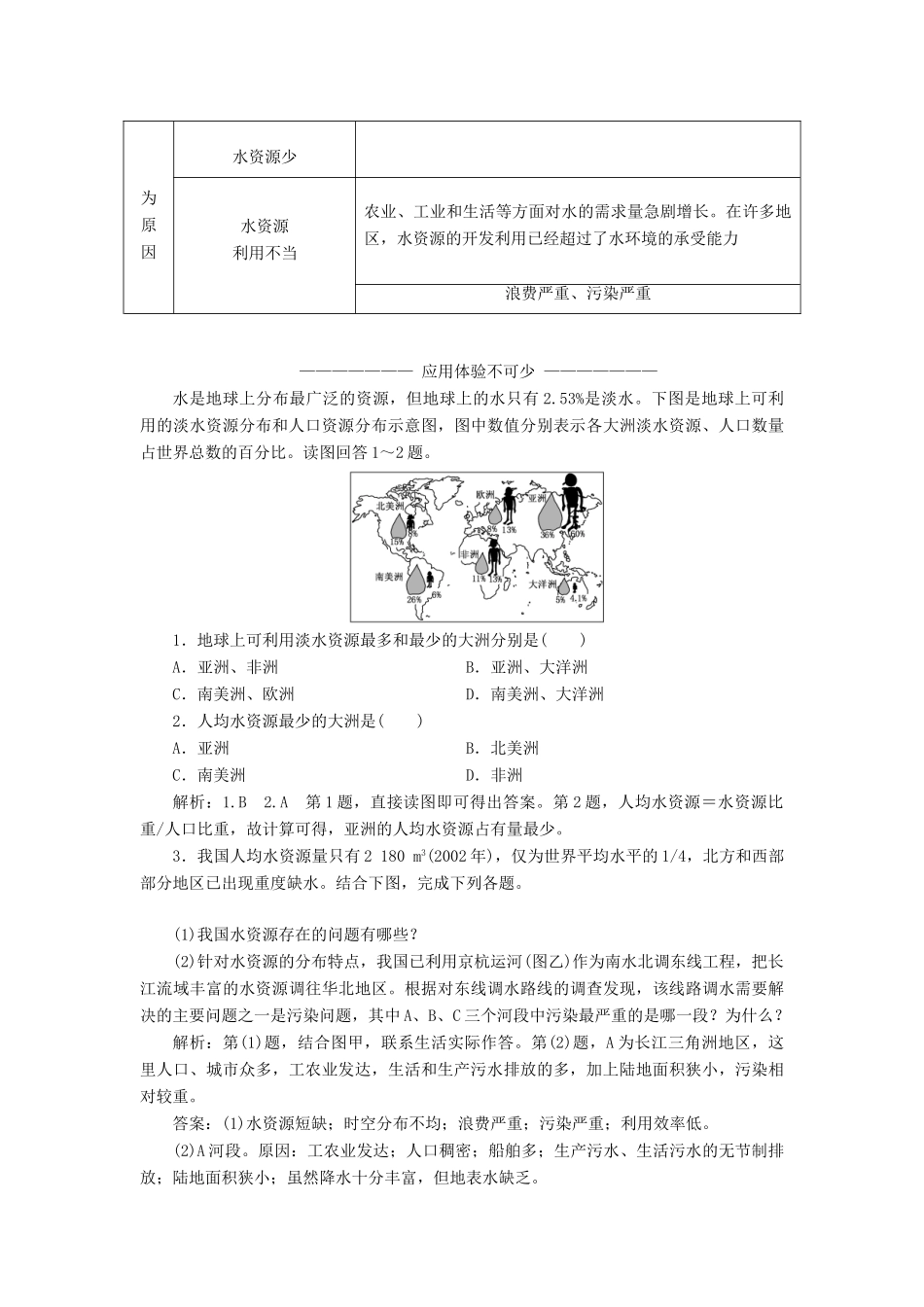 高中地理 第三章 自然资源的利用与保护 第一节 人类面临的主要资源问题学案（含解析）新人教版选修6-新人教版高二选修6地理学案_第3页