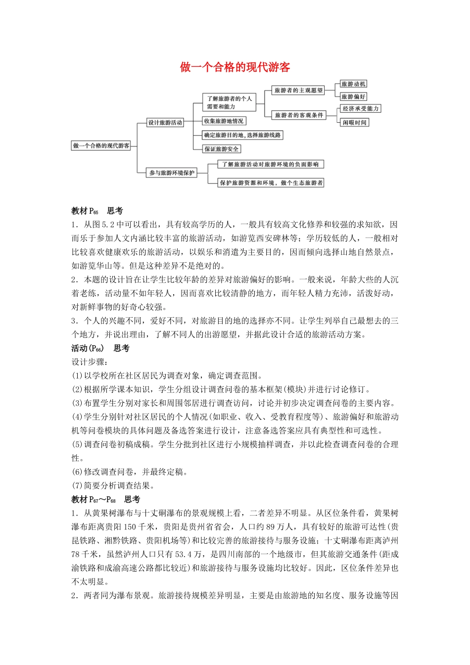 高中地理 第五章 做一个合格的现代游客 章末整合学案 新人教版选修3-新人教版高二选修3地理学案_第1页