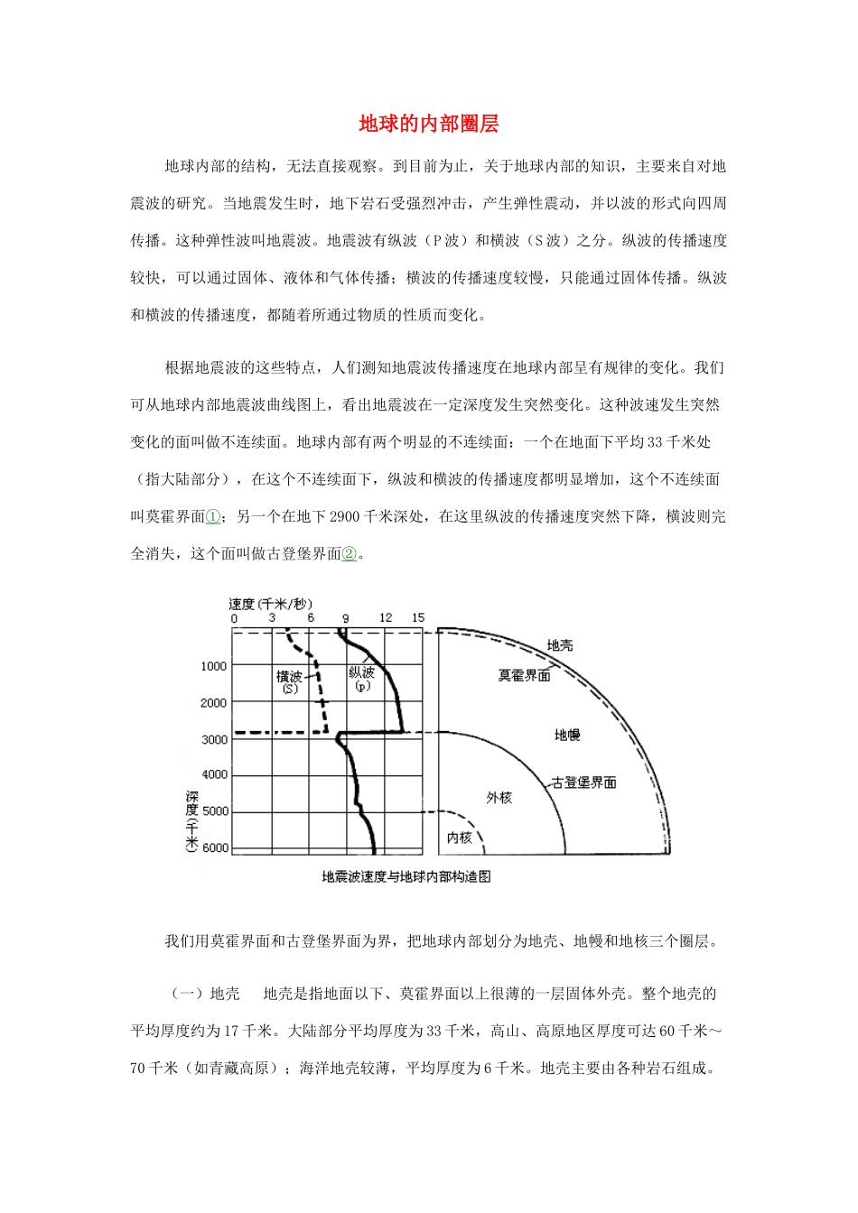 高中地理《地球的圈层结构》文字素材1 新人教版必修1_第1页