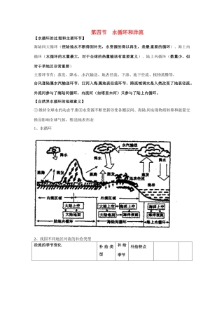 高中地理《第二单元 第四节 水循环和洋流》知识点复习素材 湘教版必修1-湘教版高一必修1地理素材