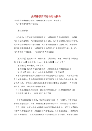光纤棒项目可行性研究报告