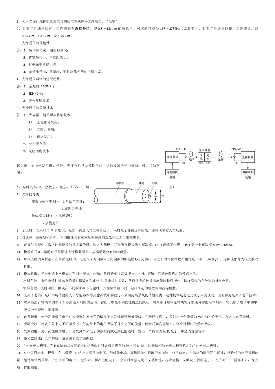 光纤通信复习题_第1页