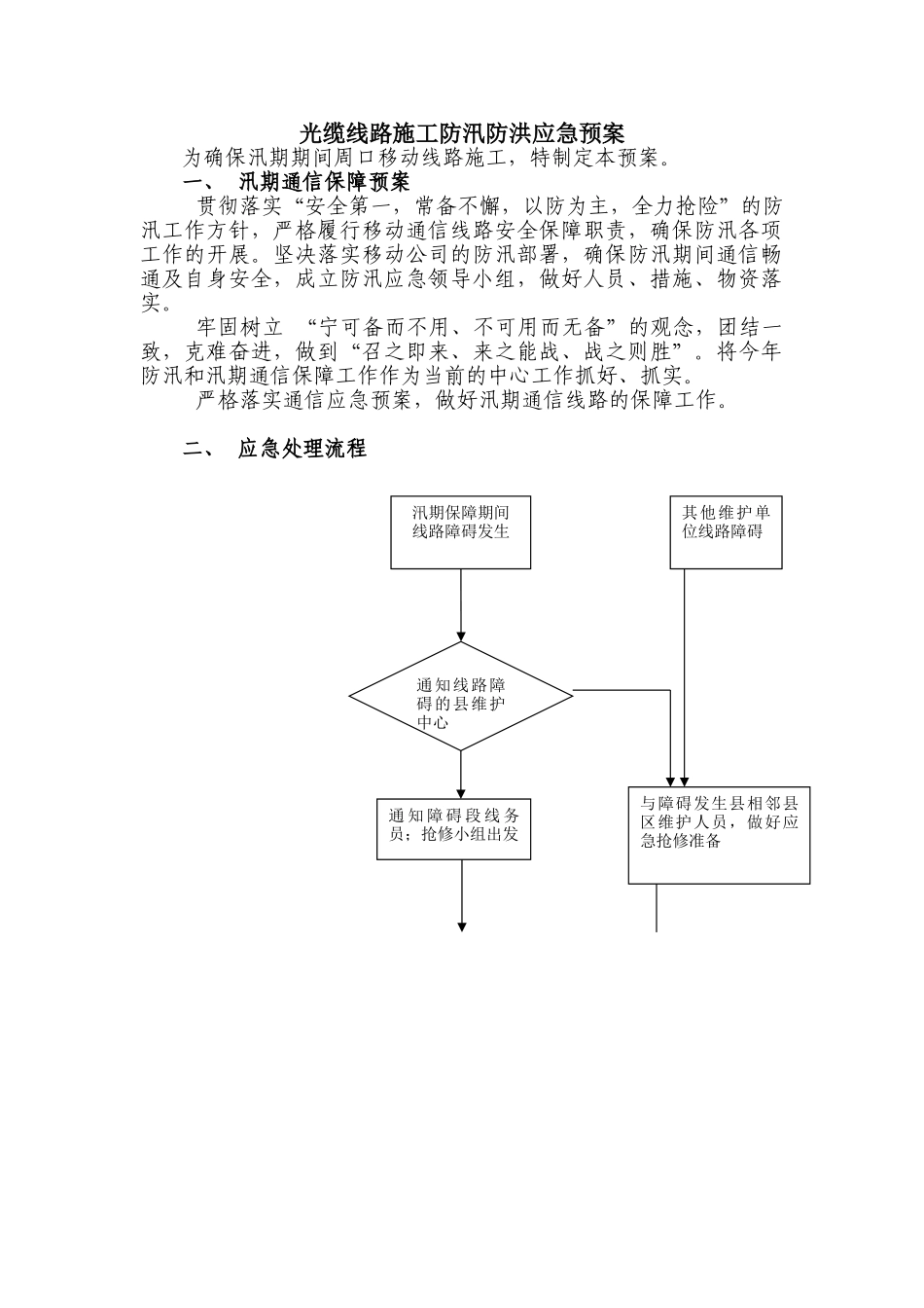 光缆线路汛期通信保障应急预案_第1页