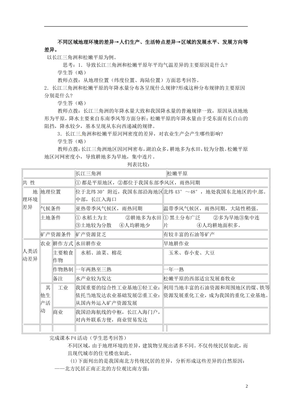 高中地理《第一章 地理环境与区域发展 第1节 区域地理环境对区域发展的影响》教案 新人教版必修3_第2页