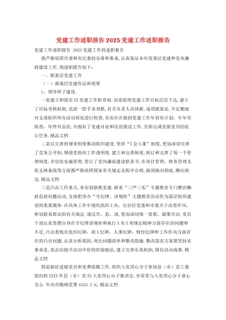 党建工作述职报告-2025党建工作述职报告
