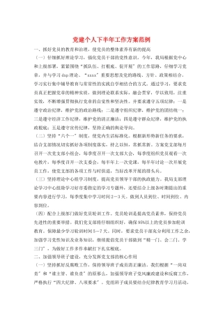 党建个人下半年工作计划范例