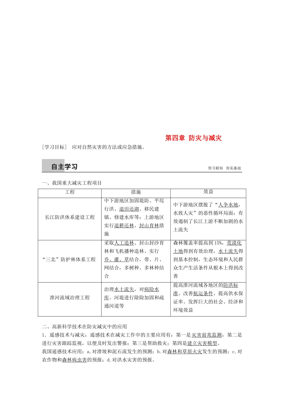 高中地理 第四章 防灾与减灾学案 湘教版选修5-湘教版高二选修5地理学案_第1页