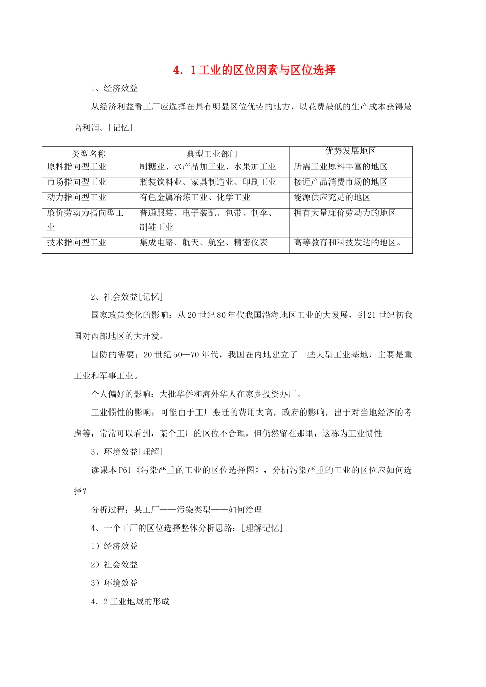 高中地理《工业的区位因素与区位选择》文字素材2 新人教版必修2_第1页