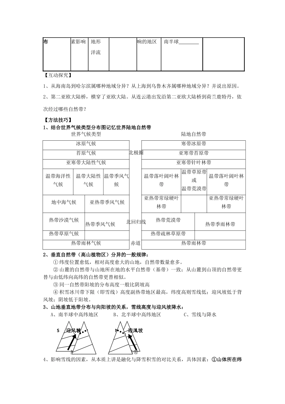 高中地理第一节 地理环境的差异性导学案鲁教版必修1_第3页