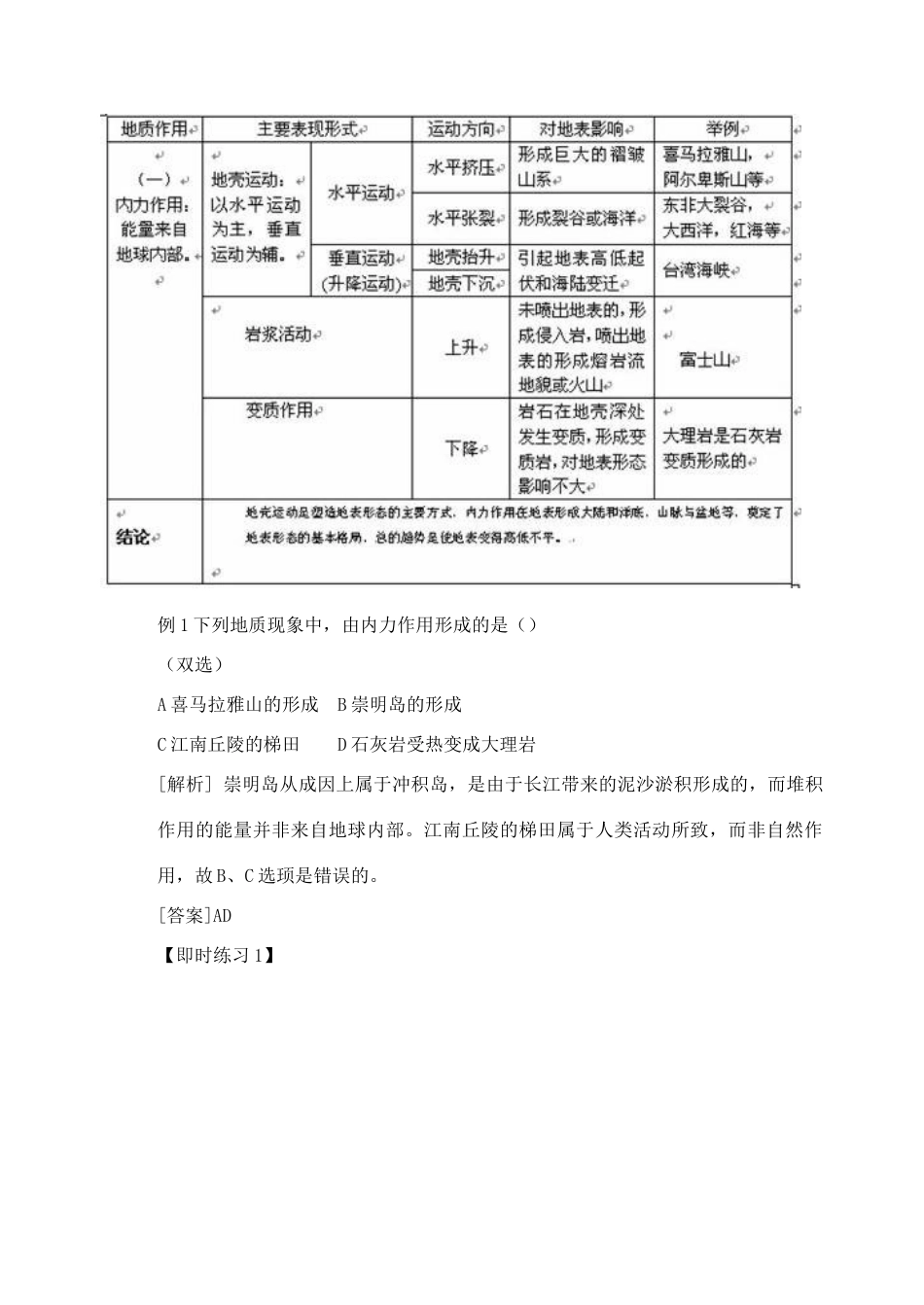 高中地理第一节营造地表形态的力量学案 人教版必修1_第2页