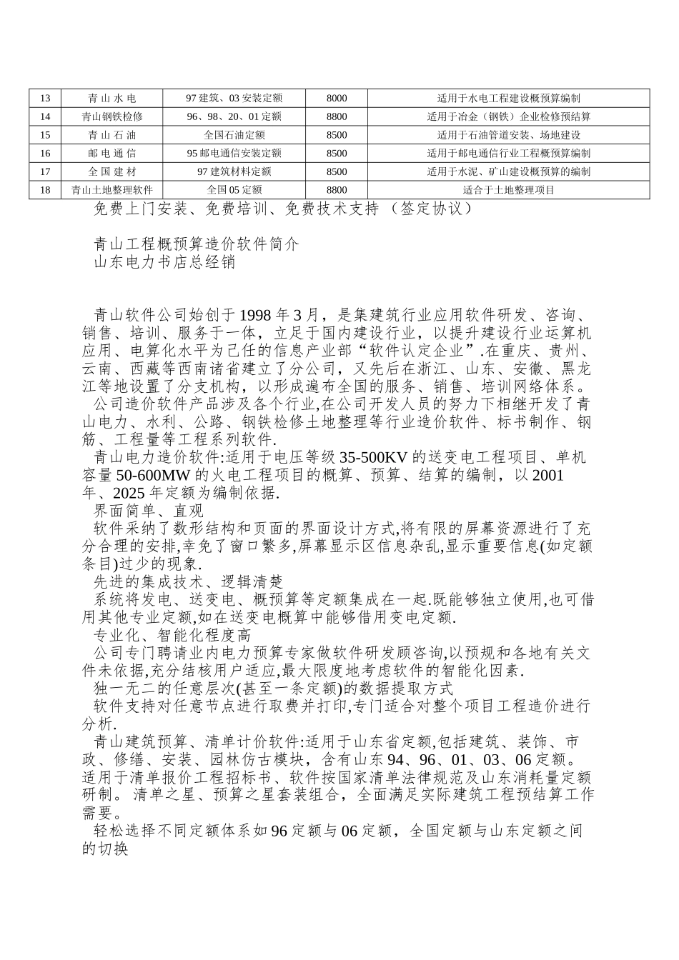 全国知名品牌———青山软件产品价格表_第2页